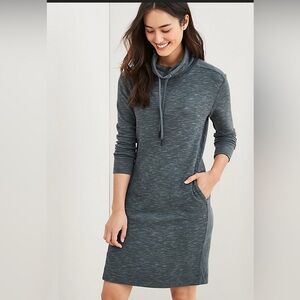 Prana Heathered Slate Gray Long Sleeve Cowl Neck Dress
